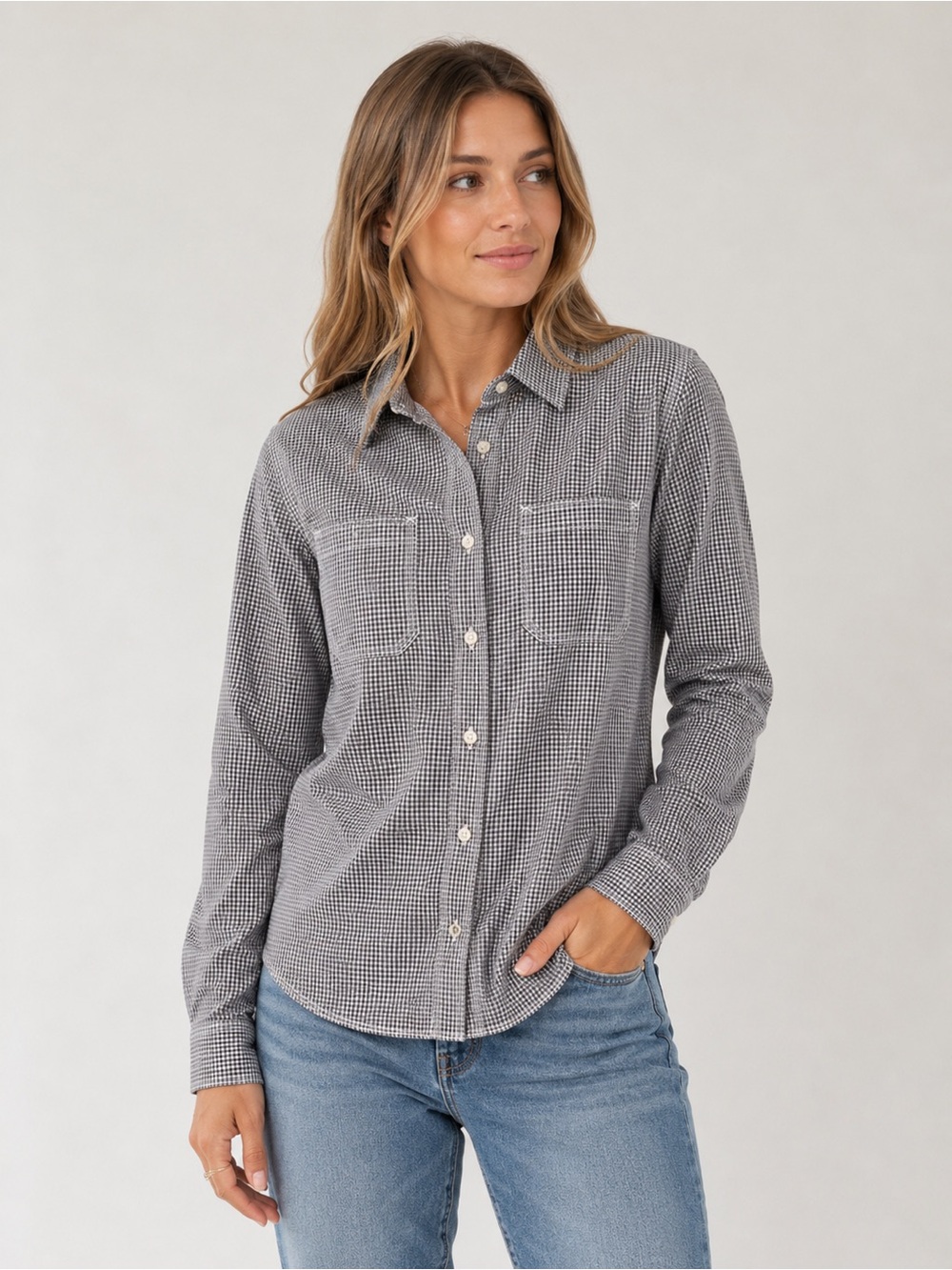 Lauren Ralph Lauren Black & White Gingham Button Front Shirt |